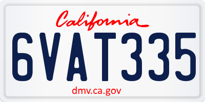 CA license plate 6VAT335