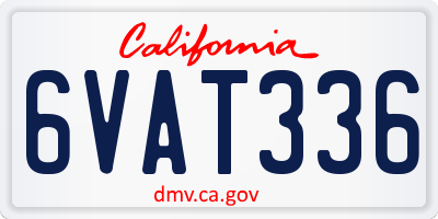 CA license plate 6VAT336