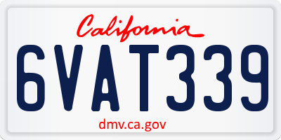 CA license plate 6VAT339