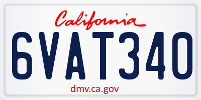 CA license plate 6VAT340