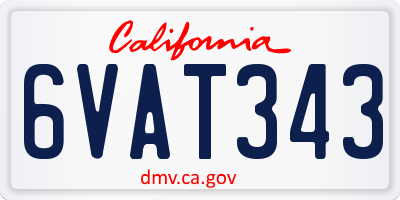 CA license plate 6VAT343