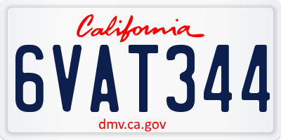 CA license plate 6VAT344
