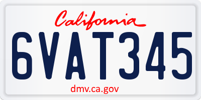 CA license plate 6VAT345