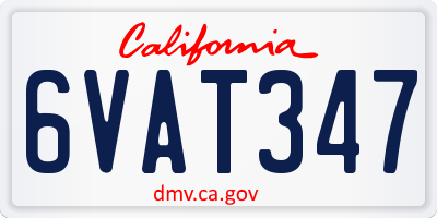 CA license plate 6VAT347