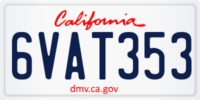 CA license plate 6VAT353