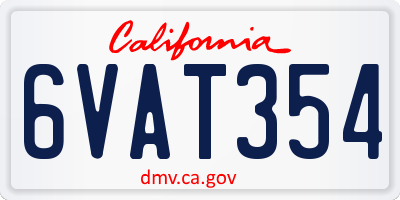 CA license plate 6VAT354
