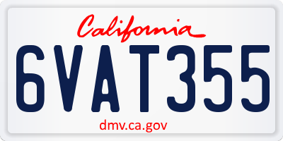 CA license plate 6VAT355