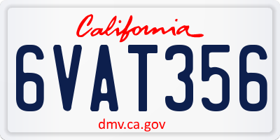 CA license plate 6VAT356