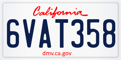CA license plate 6VAT358