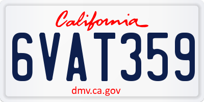CA license plate 6VAT359