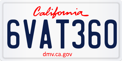CA license plate 6VAT360
