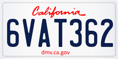 CA license plate 6VAT362