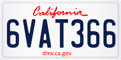 CA license plate 6VAT366