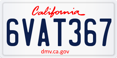 CA license plate 6VAT367
