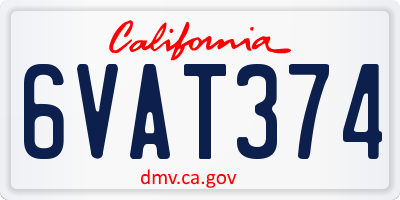 CA license plate 6VAT374