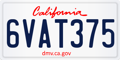 CA license plate 6VAT375