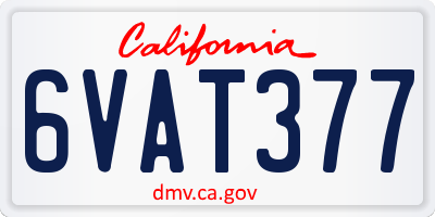 CA license plate 6VAT377