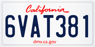 CA license plate 6VAT381