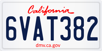 CA license plate 6VAT382