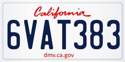 CA license plate 6VAT383