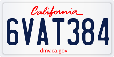 CA license plate 6VAT384