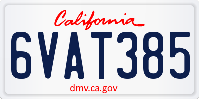 CA license plate 6VAT385