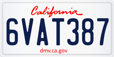 CA license plate 6VAT387