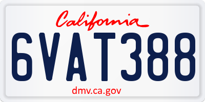 CA license plate 6VAT388