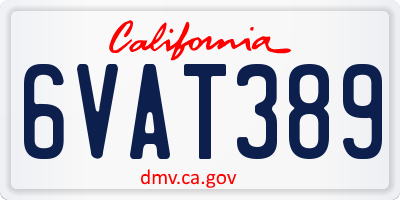 CA license plate 6VAT389