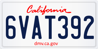 CA license plate 6VAT392