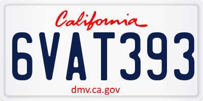 CA license plate 6VAT393