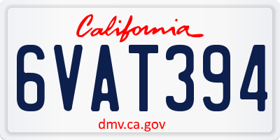 CA license plate 6VAT394