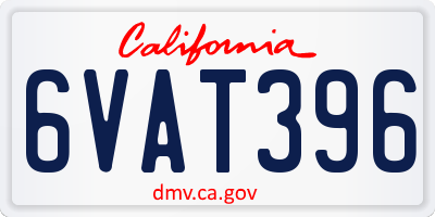 CA license plate 6VAT396