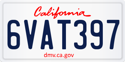 CA license plate 6VAT397