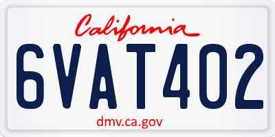 CA license plate 6VAT402
