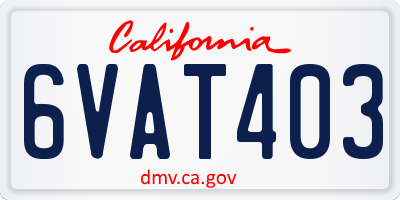 CA license plate 6VAT403