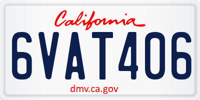 CA license plate 6VAT406