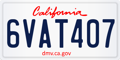 CA license plate 6VAT407