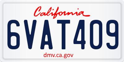 CA license plate 6VAT409