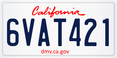 CA license plate 6VAT421