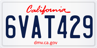 CA license plate 6VAT429