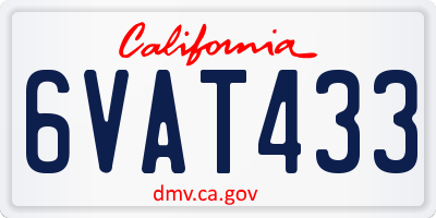 CA license plate 6VAT433