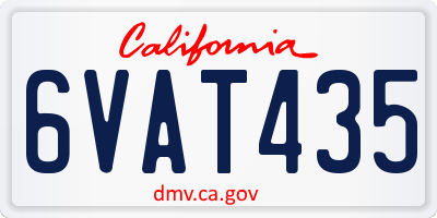 CA license plate 6VAT435