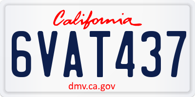 CA license plate 6VAT437