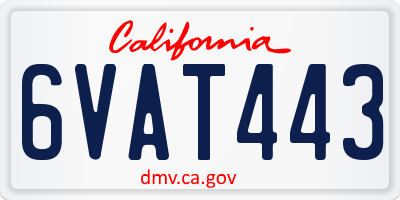 CA license plate 6VAT443