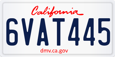 CA license plate 6VAT445