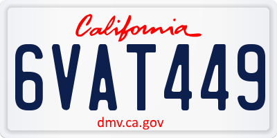 CA license plate 6VAT449