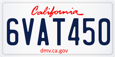 CA license plate 6VAT450