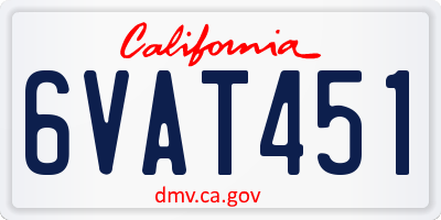 CA license plate 6VAT451