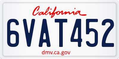 CA license plate 6VAT452